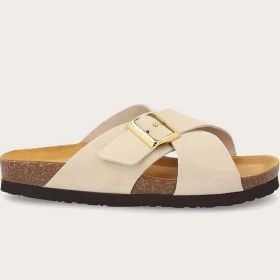Resim Kadın Terlik 17B3 Frau Velour-S Suede Crossover-Strap Slıders 