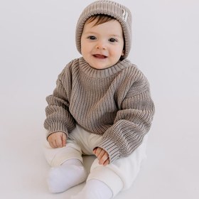 Resim yobebek Erkek Kız Bebek Triko Kazak Karamel Renk 