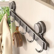 Resim Delme gerektirmeyen pratik 6 kancalı vantuzlu asma askı, giysi, havlular, bornozlar, banyo havlaları ve küçük eşyalar için uygun - banyo, yatak odası, lavabo, oturma odası, kapı vb. yerler için 