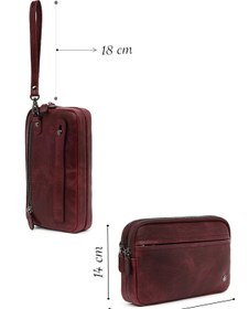 Resim Erkek Bordo Deri Mini El Çantası - Bordo / 00 