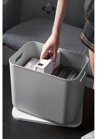 Resim Bayev 4 Adet 21 Lt Çok Amaçlı Gri Saklama Kutusu - Düzenleyici - Kapaklı Çamaşır Sepeti Çok Renkli 
