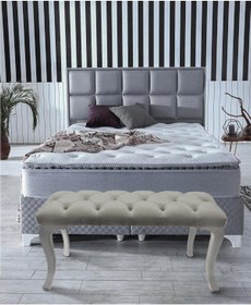 Resim Gazzini Furniture Gazzini Classic Chester Model Kapitoneli Puf, Beyaz 