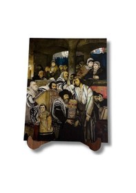 Resim Yom Kippur'da Havrada Dua Eden Yahudiler 26 Cm X 20 Cm Ahşap Pano Dini Masaüstü Çerçeve 