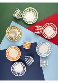 Resim Porser Peyda Mix Kahve Fincan Takımı 80cc 6 Kişilik 12 Parça Çok Renkli 