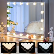 Resim LED Ayna Makyaj Işığı, Makyaj Işığı, İsteğe Bağlı 4/10/10/14 Adet Ayarlanabilir Ampul, Renk ve Parlaklık Ayarlanabilir, USB Kablosu, Makyaj Odası için Ayna Işığı (Ayna Dahil Değildir) 
