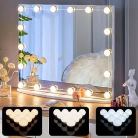 Resim LED Ayna Makyaj Işığı, Makyaj Işığı, İsteğe Bağlı 4/10/10/14 Adet Ayarlanabilir Ampul, Renk ve Parlaklık Ayarlanabilir, USB Kablosu, Makyaj Odası için Ayna Işığı (Ayna Dahil Değildir) 