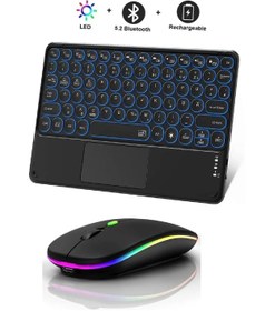 Resim Kablosuz Bluetooth Klavye Mouse Seti Şarjlı Rgb Işıklı 