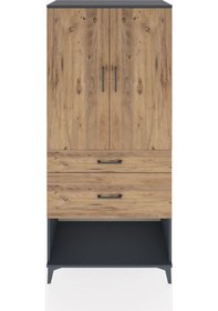 Resim Hyperion Dolap Tek Raflı 2 Çekmeceli Tek Askılı 88x44x195 Antrasit-çam Antrasit 