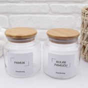 Resim zezedesing Bambu Kapak Cam Kulak Pamuğu Ve Pamukluk 500ml 