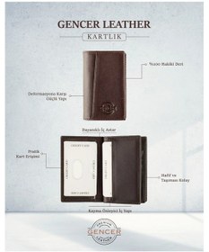 Resim Gencer Leather Hakiki Deri Dikey Kartlık Kahverengi Kahve 