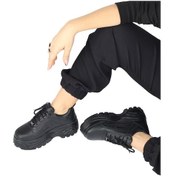 Resim Modabuymus Siyah Kalın Tabanlı Sneaker Günlük Spor Ayakkabı - Por 