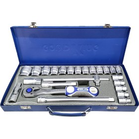 Resim dorf 24 Parça Lokma Seti Cırcır Kollu Mavi Metal Çanta 