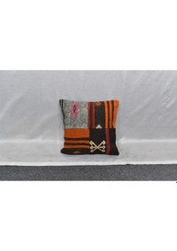 Resim Zehra Abla Halı Yeni El Dokuma Patchwork Kırkyama Dekoratif Kilim Kırlent Yastık Kılıfı 6813 Çok Renkli 