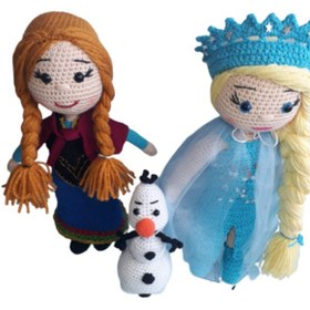 Resim OYUNCAKPARK Karlar Ülkesi Anna Elsa Olaf Takımı Amigurumi Organik Oyuncak 