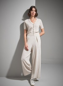 Resim Çift Kat Detaylı Bej Triko Hırka 