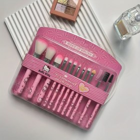 Resim Hello Kitty 12 Parça Makyaj Fırçası Seti - Sevimli Pembe, Düşük Hassasiyetli Sentetik Kıl ile Toz Allık, Kaşlar ve Göz Farı için, Saklama Kutusuyla - Mükemmel Hediye 