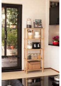 Resim Ahşap Raf Kitaplık 4 Katlı Nature Kitaplık 