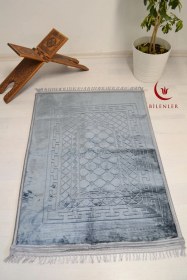 Resim Peluş Seccade - 80x120 Cm - Ekstra Konforlu - Yumuşak Ve Geniş Ölçülü Gri 