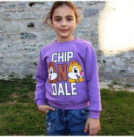 Resim Chıp One Dale Baskılı Kız Çocuk Sweatshirt Mor 