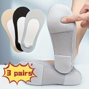 Resim 3 Çift/1 Çift Kadın 3D Kaymaz Alçak Topuk Bot Çorapları, Ark Destek Görünmez Astar Çoraplar, Yumuşak Sünger Yastıklama ve Şok Emme 