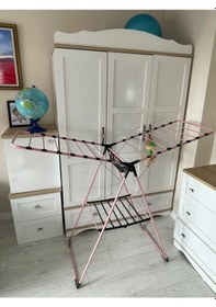 Resim Sobapark Pembe Renkli Kanatlı Kurutmalık Elbise Çamaşır Kurutmalı Pembe - Siyah 