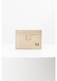 Resim Bayderi Owpi Kroko Deri Minimal Unisex Kartlık Krem 
