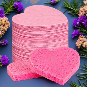 Resim 10 adet MMRH Kalp Şekilli Sıkıştırılmış Yüz Süngeri - Tüm Beyaz Renkler İçin Doğal Peeling ve Temizlik Pedleri, Kokusuz, Ev ve Seyahat Cilt Bakımı İçin İdeal, Seyahat Cilt Bakımı Temel Ürünleri | Kalp Şekilli Pedler | Nazik Peeling, Temizlik İçin Yüz Süngerleri 