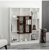 Resim Mars Kitaplık - Parlak Beyaz / Ceviz 