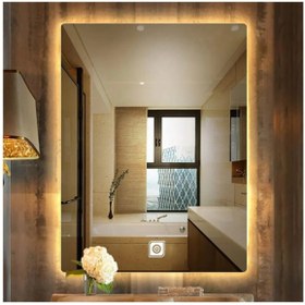 Resim EagleMırror 75x45cm Diktörgen Dekoratif Banyo Duvar Aynası Ledli Banyo Duvar Aynası Salon Duvar Aynası 