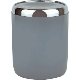Resim Krom Dekorlu Döner Kapaklı Çöp Kovası, 6 Lt, Banyo, Mutfak, Ofis, Gri 