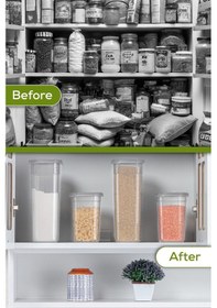 Resim Vienev 6'lı Etiketli Hava Geçirmez Erzak Saklama Kabı Seti 2 Lt Beyaz Beyaz 