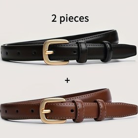 Resim Günlük kullanım için uygun ve her mevsim giyilebilir, basit ve yüksek kaliteli hissettiren iğne tokalı çift halka kemerli 2'li paket casual moda kemeri 
