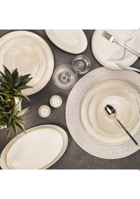 Resim Aryıldız Elif Aria Platin 60 Parça Yemek Takımı Beyaz 