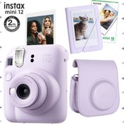 Resim Instax mini 12 Lila Fotoğraf Makinesi-10'lu Film-Mini Albüm ve Deri Kılıf Seti 