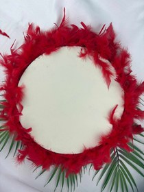 Resim Tüylü Deri Tef - Kırmızı Beyaz - Kırmızı 