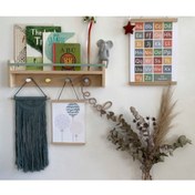 Resim Lina Ahşap Diyarı Ahşap Çocuk Odası Bebek Odası Montessori Raf, Kitaplık, Askılık 