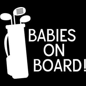 Resim Creative Concept Ideas Babies On Board Golf Kulüpleri Komik CCI Çıkartma Vinil Çıkartma|Arabalar Kamyonlar Kamyonetler Duvarlar Dizüstü Bilgisayar|Beyaz|14 x 11 cm|CCI2352 