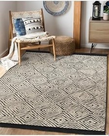 Resim RealHomes Kahverengi Zeminde Kilim Motifli Dokuma Halı Desenli Sade & Şık Geometrik Salon Kaymaz Saçaklı Halı HaliDik-Deluxe-11728, 160 x 230 