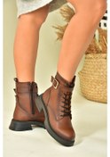 Resim Fox Shoes Taba Metal Tokalı Kadın Postal Bot N674260109 Taba-Suni Deri 