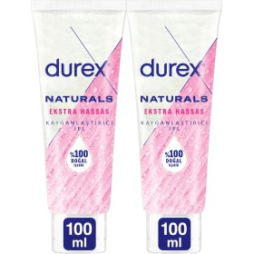 Resim Durex Naturals Ekstra Hassas Kayganlaştırıcı Jel 2×100 ml – Kokusuz, Su Bazlı, Renksiz ve Dermatolojik Olarak Test Edilmiş 