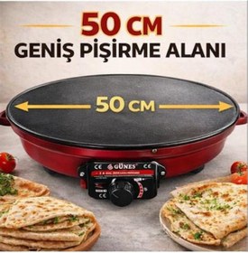 Resim Genel Markalar SULTAN Termostatlı Elektirikli Katmer Sacı Emaye Gözleme sacı 