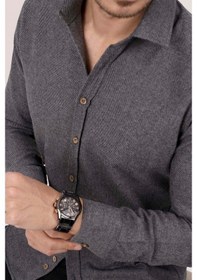 Resim Füme Düz Oduncu Slimfit Erkek Gömlek Yeşil 