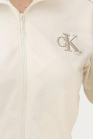 Resim Calvin Klein Uzun Kollu Esnek Havlu Kumaş Tam Fermuarlı Eşofman Üstü Kadın Beyaz Ceket LV047E226G-YA 