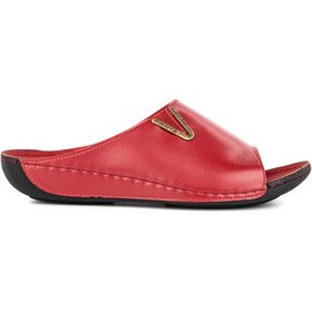 Resim Muya Mena Anatomik Topuk Dikeni Kadın Terlik Kırmızı Kırmızı 