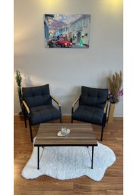 Resim Modern Style Home Modern Avcılar Balkon, Bahçe, Cafe - Metal Kanepe Koltuk Takımı 2 Tekli + Sehpa Antrasit Modernk049 Antrasit 