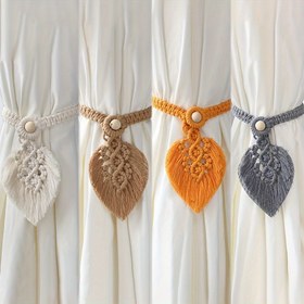 Resim 2 Adet, Boho Perde Bağlama Tokaları, Ayarlanabilir Doğal Ahşap Boncuklu El Örgüsü Pamuk Perde Tutucuları, Çift Yapraklı Çiftlik Temalı Perde Bağları, İç Ve Dış Mekan Perde Dekorasyonu Için 