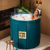 Resim Geniş katlanabilir taşınabilir küvet, Banyo küveti Duş küveti, kişi suda bekleyen küvette, Aile banyosu spa küveti, sıcak küvet, yetişkin kompakt küvet, şişme küvet Küçük alanlar için açık hava banyo çözümleri 