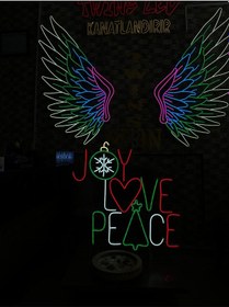 Resim Joy Love Peace Yazılı Yılbaşı Temalı Neon Tabela Kırmızı 