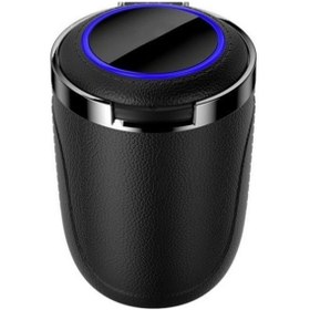 Resim Araç Içi Işıklı Küllük Değişen Renklerde Metal İçli Kapaklı Araba Küllüğü Oto Küllük 