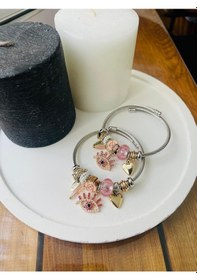 Resim Mor Takı Pempe Göz Charm Detay Bileklik Gümüş 